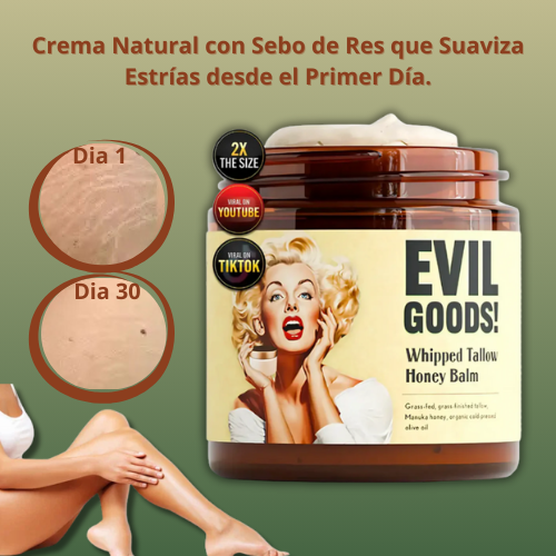 Crema Natural con Sebo de Res que Suaviza Estrías desde el Primer Día.